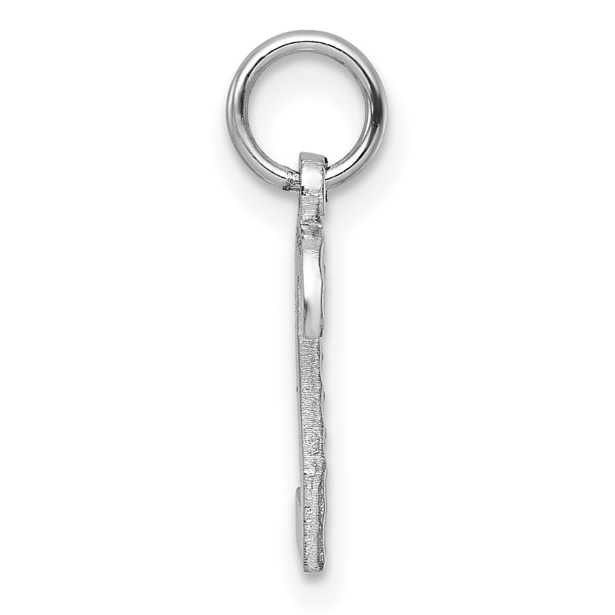 Small Satin Accented Inlay Number 2 Charm Pendant in Real 14k White Gold