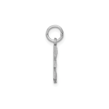 14k White Gold Number 3 Pendant Charm, Polished and Textured Unisex Jewelry