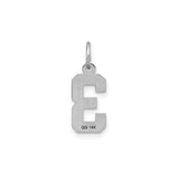 14k White Gold Number 3 Pendant Charm, Polished and Textured Unisex Jewelry