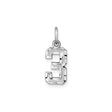 14k White Gold Number 3 Pendant Charm, Polished and Textured Unisex Jewelry