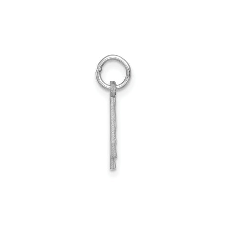 14k White Gold Number Four Pendant, Polished and Textured Satin Finish Charm