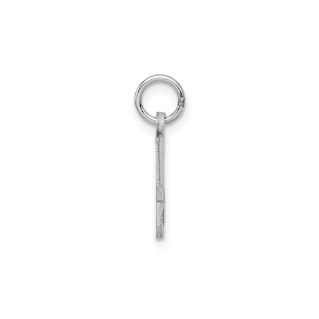 14k White Gold Number 5 Charm Pendant, Textured and Polished Design
