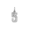 14k White Gold Number 5 Charm Pendant, Textured and Polished Design