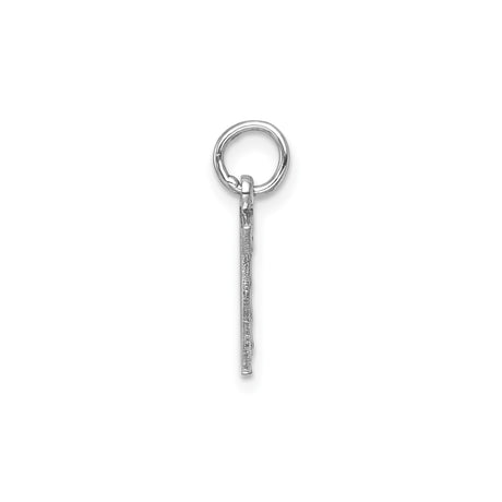 14k White Gold Number 7 Pendant Charm with Polished and Textured Finish, Lucky Symbolic Jewelry