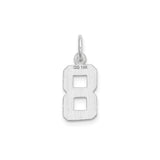 14k White Gold Number Eight Pendant Charm with Diamond-Cut Edges and Satin Finish