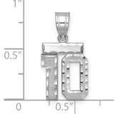 14k White Gold Number 10 Pendant with Textured and Polished Finish, Sports Jersey Charm