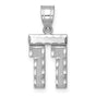 Small Brushed Diamond-cut Number 11 Charm Pendant in Real 14k White Gold