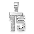 Small Brushed Diamond-cut Number 15 Charm Pendant in Real 14k White Gold