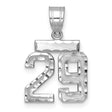 Small Brushed Diamond-cut Number 29 Charm Pendant in Real 14k White Gold