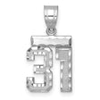Small Brushed Diamond-cut Number 31 Charm Pendant in Real 14k White Gold
