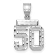 Small Brushed Diamond-cut Number 50 Charm Pendant in Real 14k White Gold
