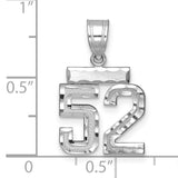 Small Brushed Diamond-cut Number 52 Charm Pendant in Real 14k White Gold