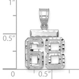 Small Brushed Diamond-cut Number 68 Charm Pendant in Real 14k White Gold