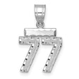 Small Brushed Diamond-cut Number 77 Charm Pendant in Real 14k White Gold