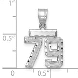 Small Brushed Diamond-cut Number 79 Charm Pendant in Real 14k White Gold