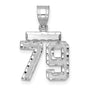 Small Brushed Diamond-cut Number 79 Charm Pendant in Real 14k White Gold