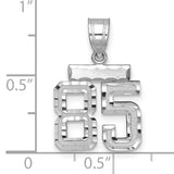 14k White Gold 85 Pendant, Bold Block Numerals with Polished and Textured Finish