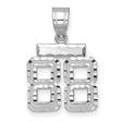 Small Brushed Diamond-cut Number 88 Charm Pendant in Real 14k White Gold