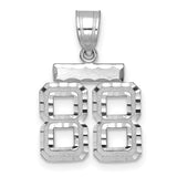 Small Brushed Diamond-cut Number 88 Charm Pendant in Real 14k White Gold