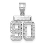 Small Brushed Diamond-cut Number 90 Charm Pendant in Real 14k White Gold