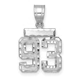 Small Brushed Diamond-cut Number 93 Charm Pendant in Real 14k White Gold