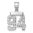 Small Brushed Diamond-cut Number 94 Charm Pendant in Real 14k White Gold