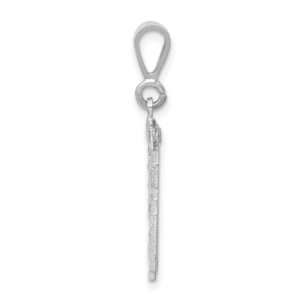 Small Brushed Diamond-cut Number 96 Charm Pendant in Real 14k White Gold