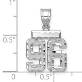 Small Brushed Diamond-cut Number 96 Charm Pendant in Real 14k White Gold