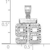 Small Brushed Diamond-cut Number 98 Charm Pendant in Real 14k White Gold