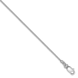 14K White Gold 0.8 mm Polished Chain Anklet, Solid detail view