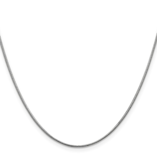 14K White Gold 1.1 mm Polished Chain Necklace, Solid