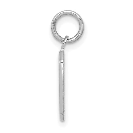 14k White Gold Number Zero Pendant, Solid Block Style Charm, Minimalist Numeral Jewelry