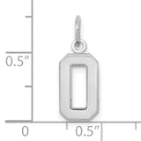 14k White Gold Number Zero Pendant, Solid Block Style Charm, Minimalist Numeral Jewelry