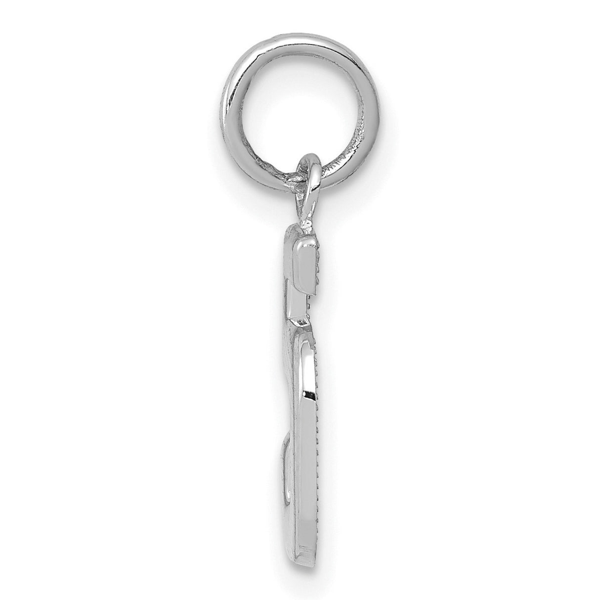 14k White Gold Number 5 Pendant, Polished Numeric Charm for Necklaces or Bracelets
