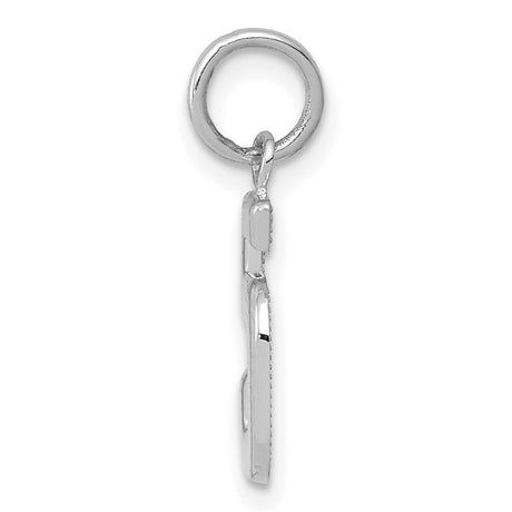 14k White Gold Number 5 Pendant, Polished Numeric Charm for Necklaces or Bracelets