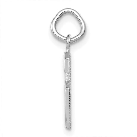 14k White Gold Number 6 Pendant, Bold Block Style Numeric Charm for Men and Women