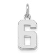 14k White Gold Number 6 Pendant, Bold Block Style Numeric Charm for Men and Women