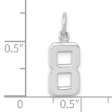 14k White Gold Number 8 Pendant Charm, Block Style Symbol of Infinity and Balance