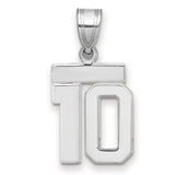 Small Polished Number 10 Charm Pendant in Real 14k White Gold
