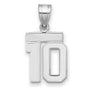 Small Polished Number 10 Charm Pendant in Real 14k White Gold