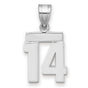 Small Polished Number 14 Charm Pendant in Real 14k White Gold