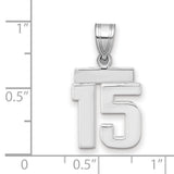 14k White Gold Number 15 Pendant, Quinceañera or Anniversary Charm for Women or Unisex Wear