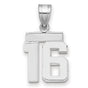 Small Polished Number 16 Charm Pendant in Real 14k White Gold