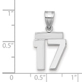 Small Polished Number 17 Charm Pendant in Real 14k White Gold