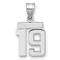 Small Polished Number 19 Charm Pendant in Real 14k White Gold