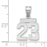 Small Polished Number 23 Charm Pendant in Real 14k White Gold