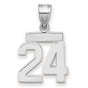 Small Polished Number 24 Charm Pendant in Real 14k White Gold