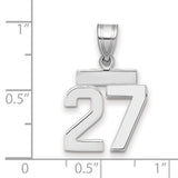 Small Polished Number 27 Charm Pendant in Real 14k White Gold