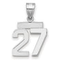 Small Polished Number 27 Charm Pendant in Real 14k White Gold