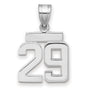 Small Polished Number 29 Charm Pendant in Real 14k White Gold